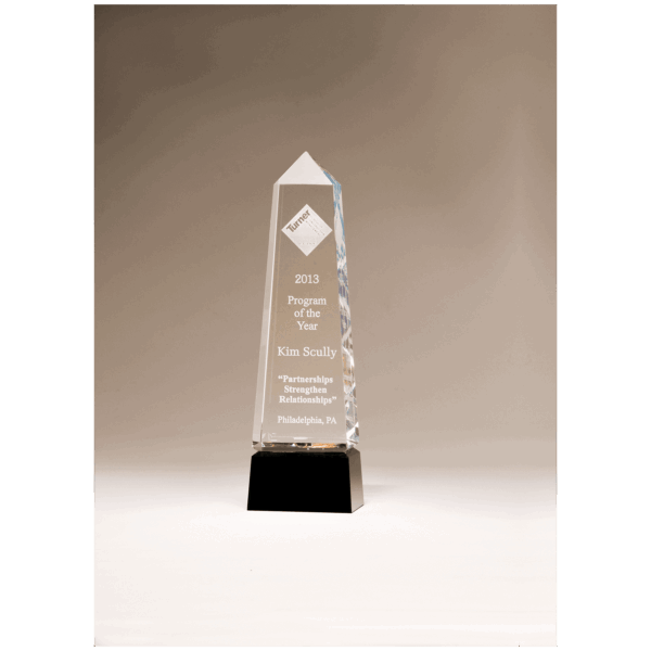 2 7/8" x 9 3/4" Crystal Obelisk with Prism-Effect Top and Black Base