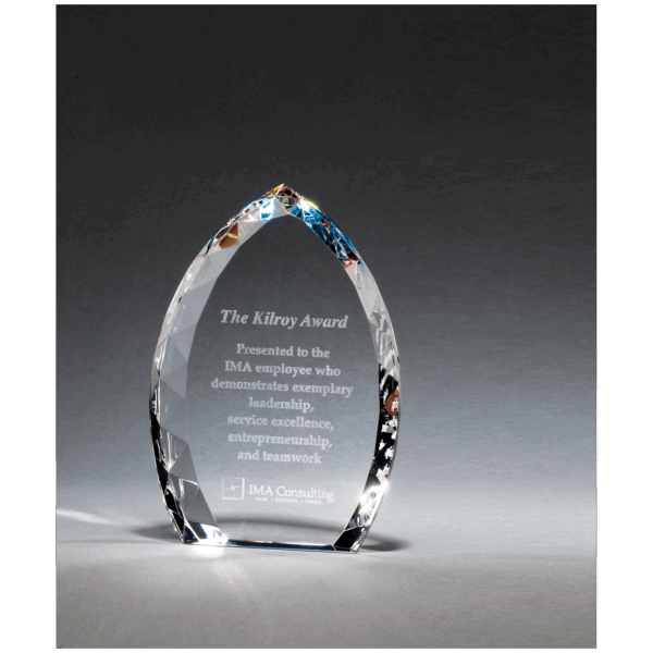 5" x 7" x 1 1/8" (Tapered) Crystal Flame with Jeweled Edge and Prism-Effect