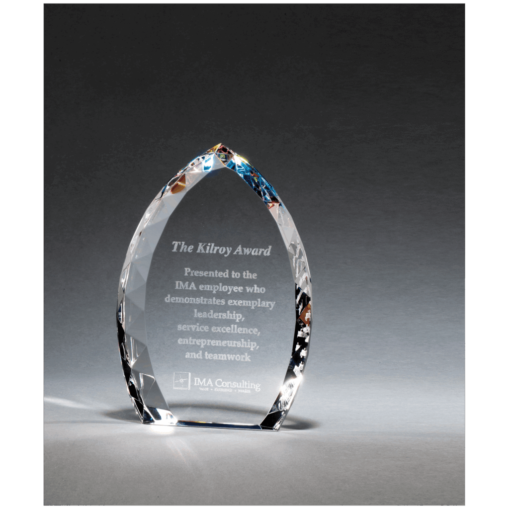 6" x 8" x 1 1/8" (Tapered) Crystal Flame with Jeweled Edge and Prism-Effect