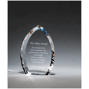 6" x 8" x 1 1/8" (Tapered) Crystal Flame with Jeweled Edge and Prism-Effect