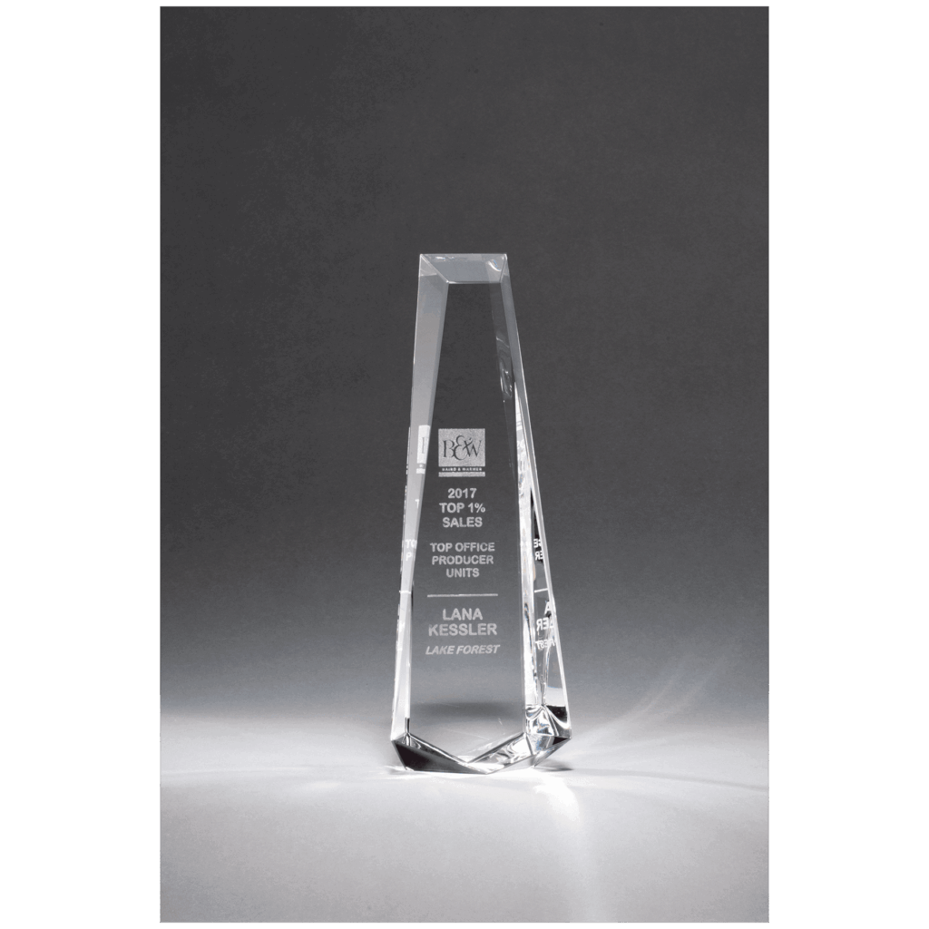 5 1/8" x 11" x 2" (Tapered) Crystal Obelisk