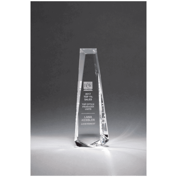 5 1/8" x 11" x 2" (Tapered) Crystal Obelisk