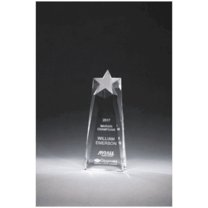 4" x 9 1/2" x 1 1/2" (Tapered) Star Trophy Carved From a Block of Crystal