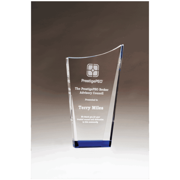 5 1/8" x 8 7/8" Contemporary Series Crystal with Blue Cry                  stal Bottom