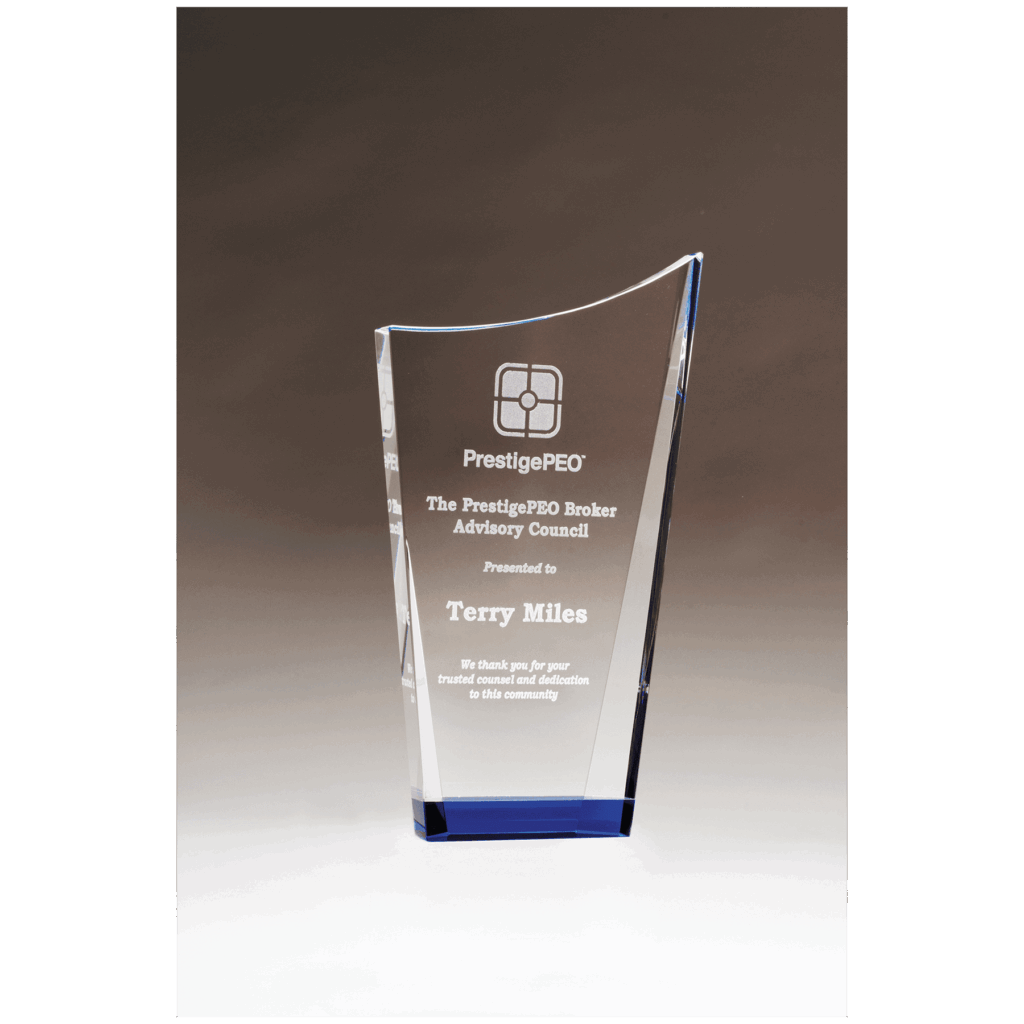5 5/8" x 9 5/8" Contemporary Series Crystal with Blue Bottom