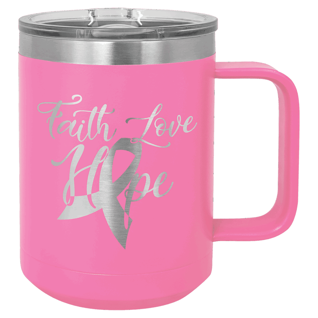 Polar Camel 15 oz. Pink Vacuum Insulated Mug with Slider Lid