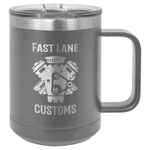 Polar Camel 15 oz. Dark Gray Vacuum Insulated Mug with Slider Lid
