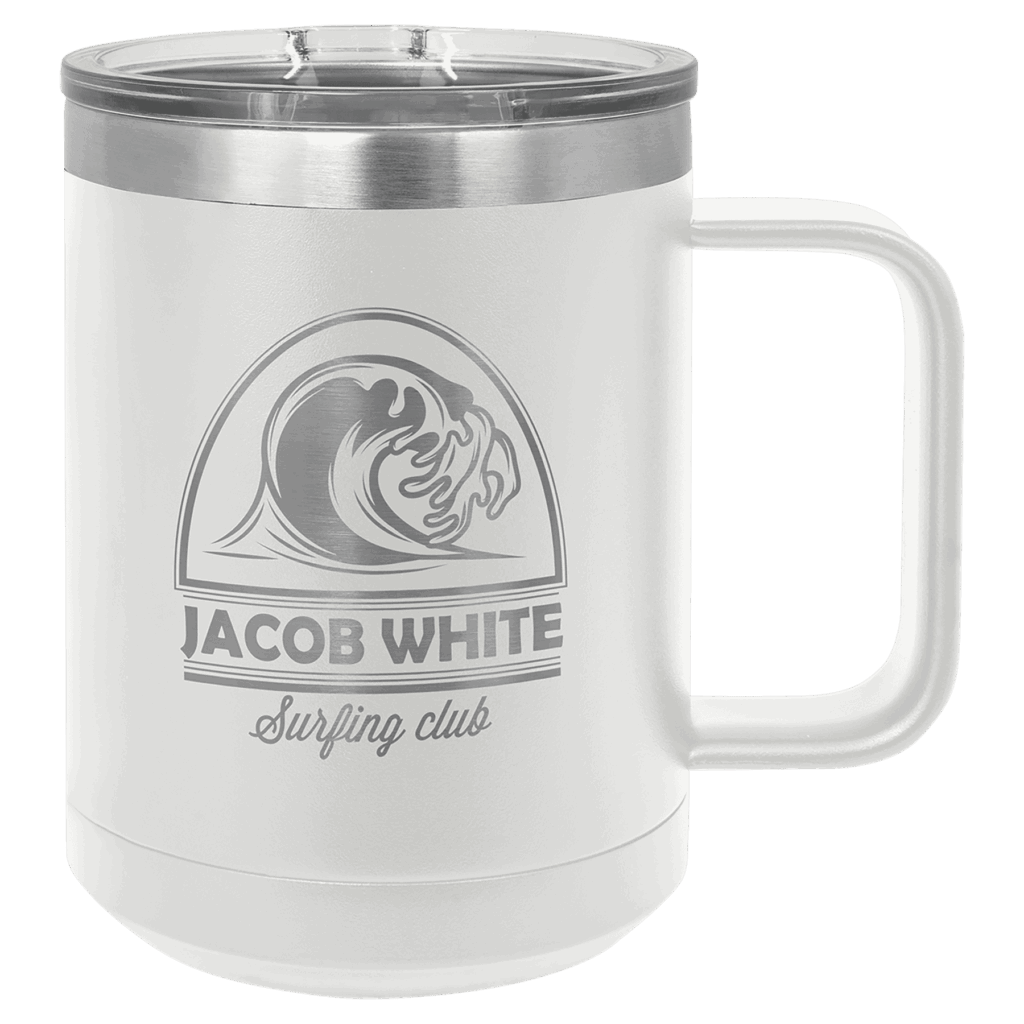 Polar Camel 15 oz. White Vacuum Insulated Mug with Slider Lid