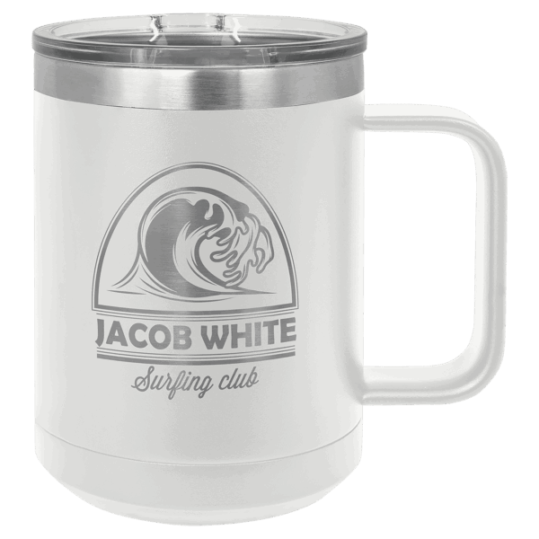 Polar Camel 15 oz. White Vacuum Insulated Mug with Slider Lid