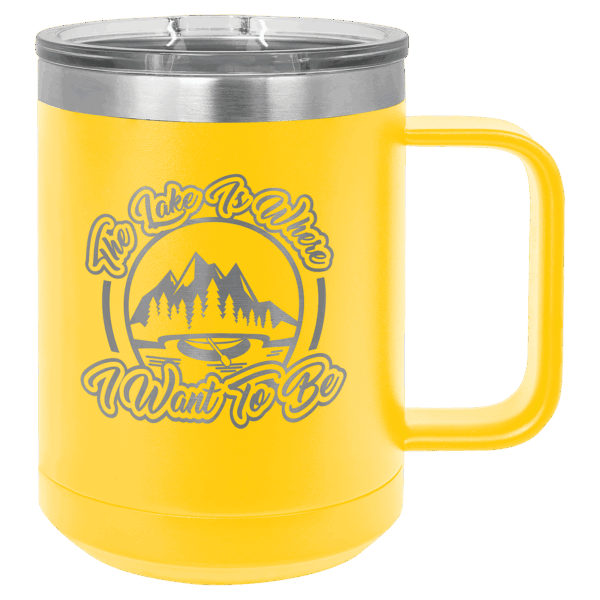 Polar Camel 15 oz. Yellow Vacuum Insulated Mug with Slider Lid