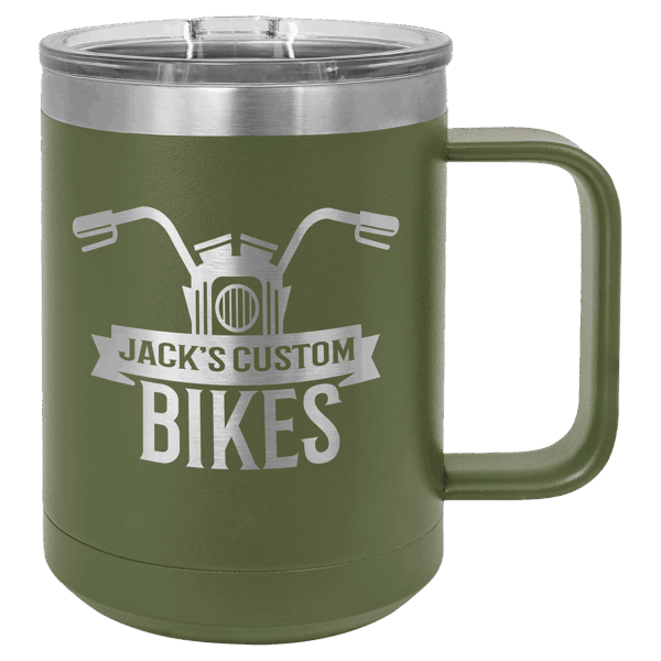Polar Camel 15 oz. Olive Green Vacuum Insulated Mug with Slider Lid