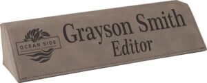 8 1/2" Gray Laserable Leatherette Desk Wedge
