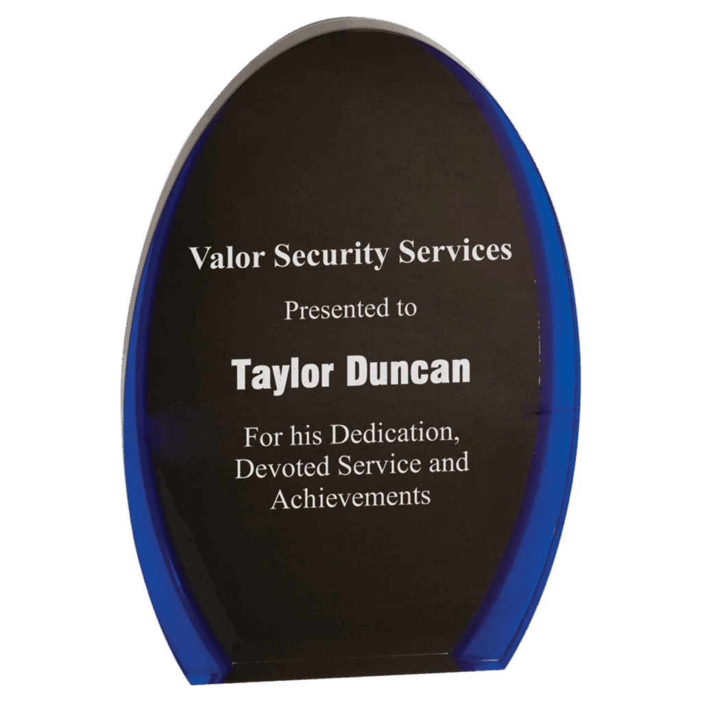 7" Black/Blue Luminary Oval Acrylic