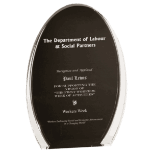 7" Black/Clear Luminary Oval Acrylic