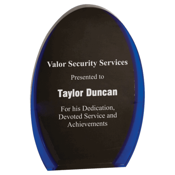 8" Black/Blue Luminary Oval Acrylic