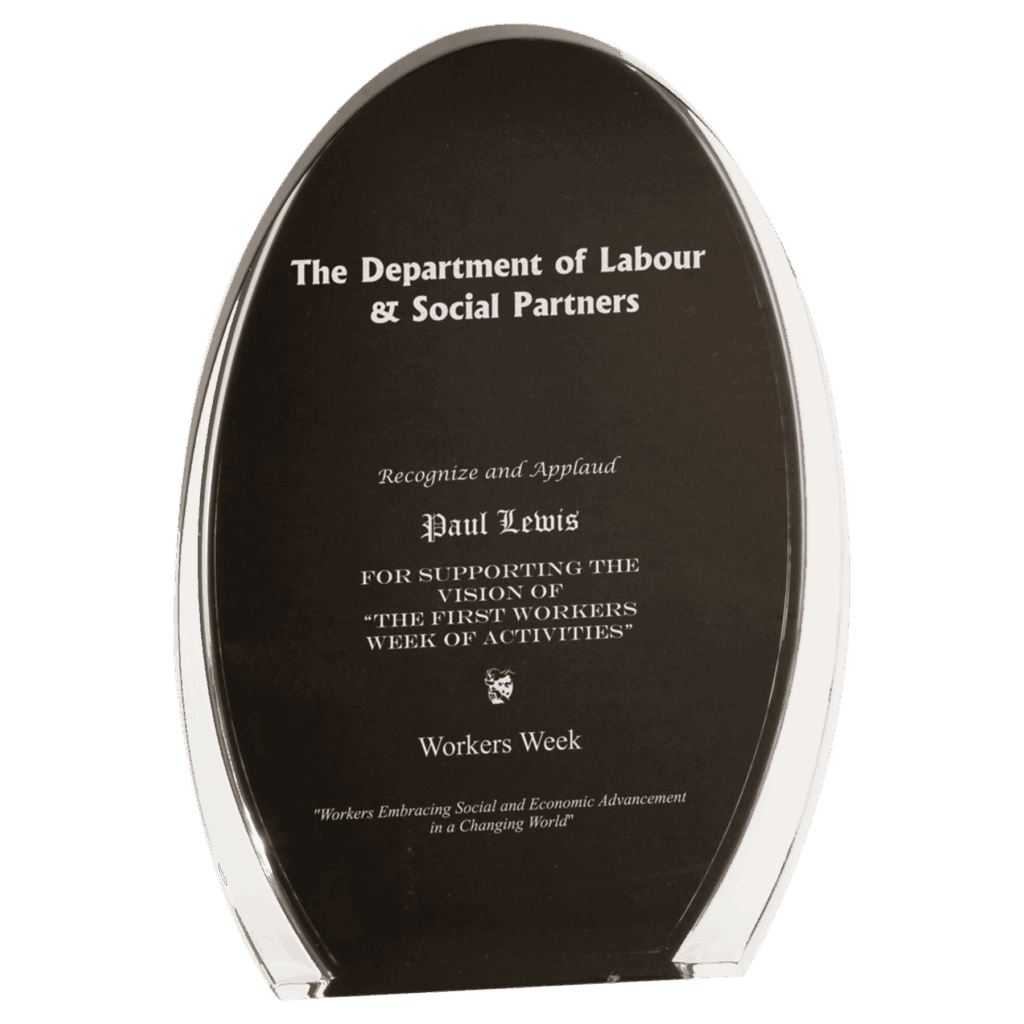 8" Black/Clear Luminary Oval Acrylic