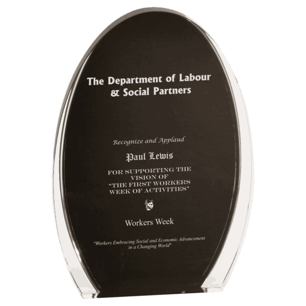 8" Black/Clear Luminary Oval Acrylic
