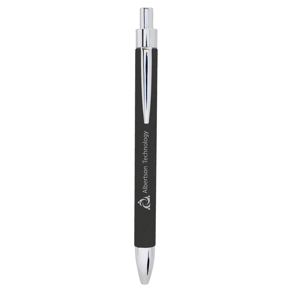 Black/Silver Laserable Leatherette Pen