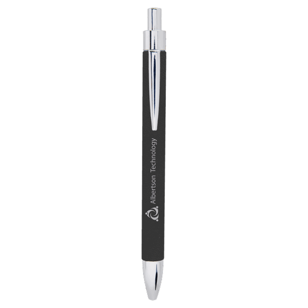 Black/Silver Laserable Leatherette Pen