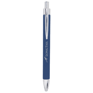 Blue/Silver Laserable Leatherette Pen