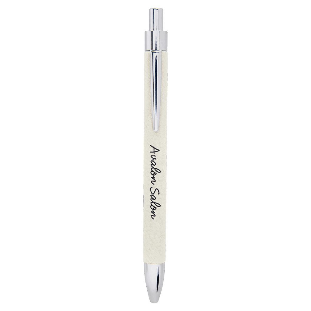 White Laserable Leatherette Pen