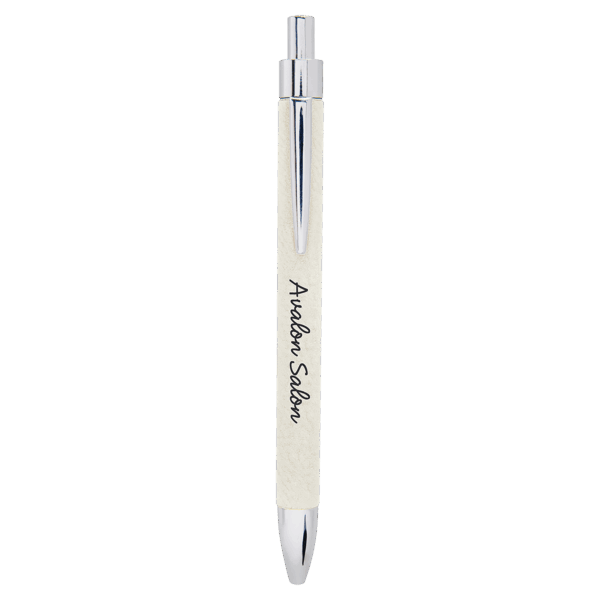 White Laserable Leatherette Pen