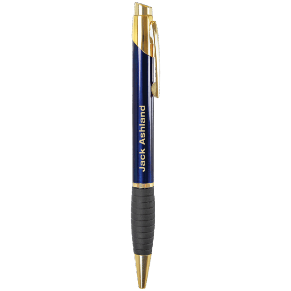 Gloss Blue Brass Ballpoint Pen with Gripper
