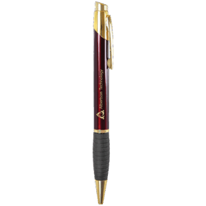 Gloss Burgundy Brass Ballpoint Pen with Gripper