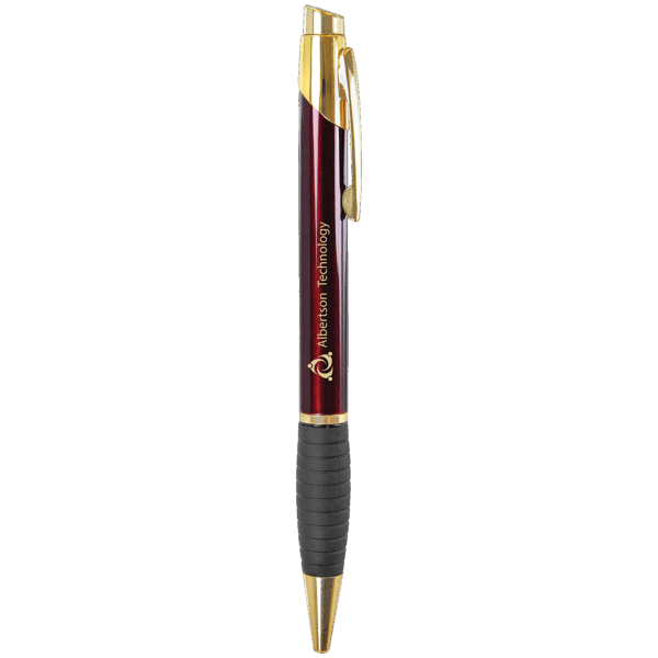 Gloss Burgundy Brass Ballpoint Pen with Gripper