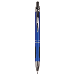 Blue with Silver Trim Laserable Pen with Gripper