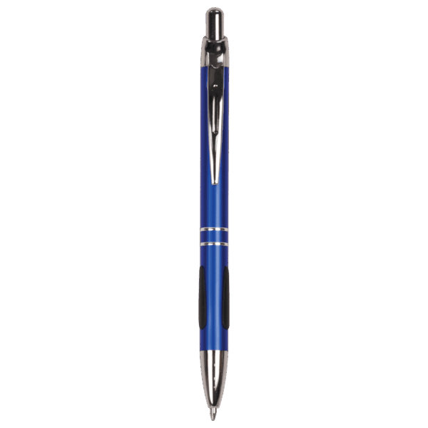 Blue with Silver Trim Laserable Pen with Gripper