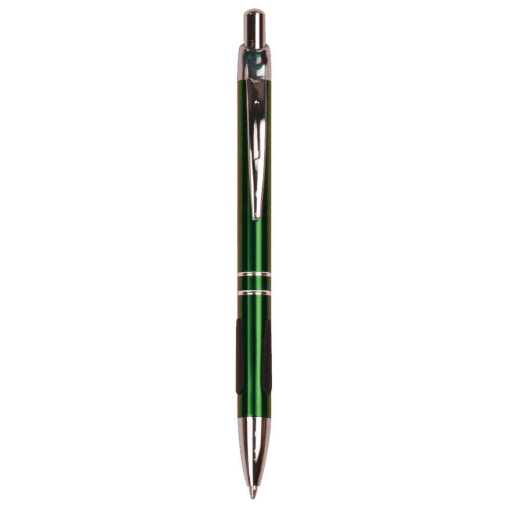 Green with Silver Trim Laserable Pen with Gripper