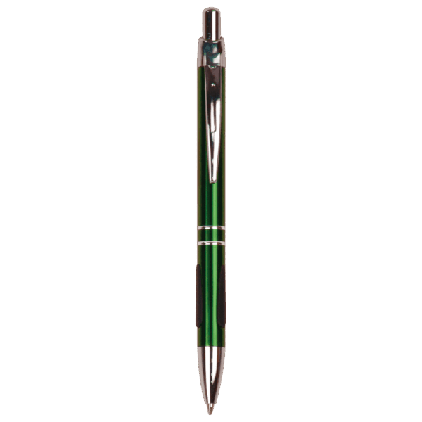 Green with Silver Trim Laserable Pen with Gripper
