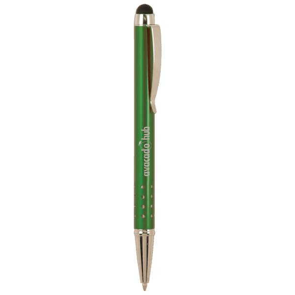 Green with Silver Trim Laserable Pen with Stylus