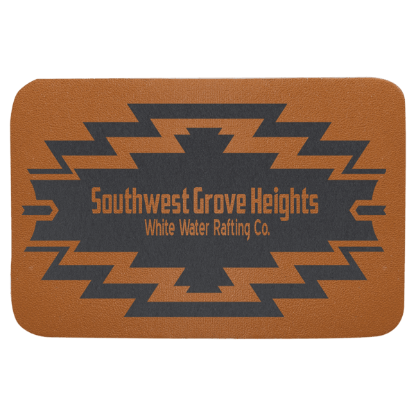 3" x 2" Rectangle Caramel Genuine Leather Patch with Adhesive