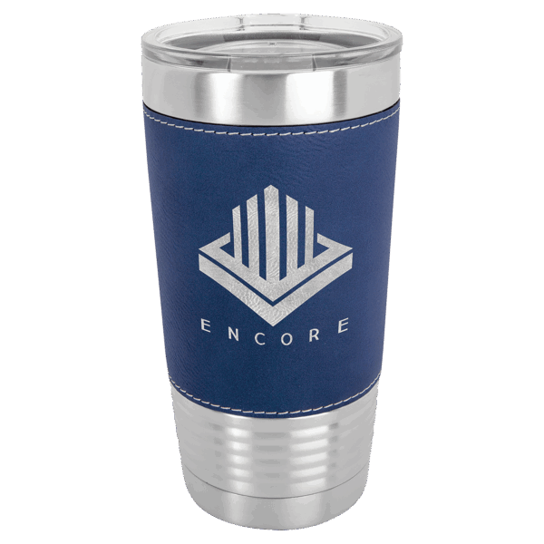 Polar Camel 20 oz. Blue/Silver Leatherette Grip Tumbler with Standard Lid