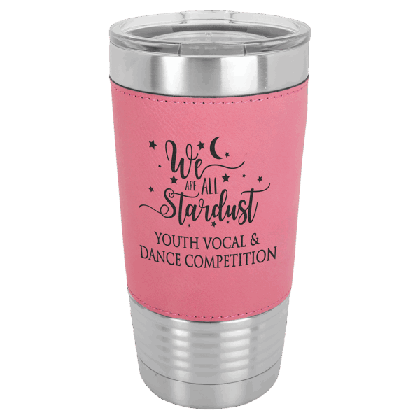 Polar Camel 20 oz. Pink Leatherette Grip Tumbler with Standard Lid