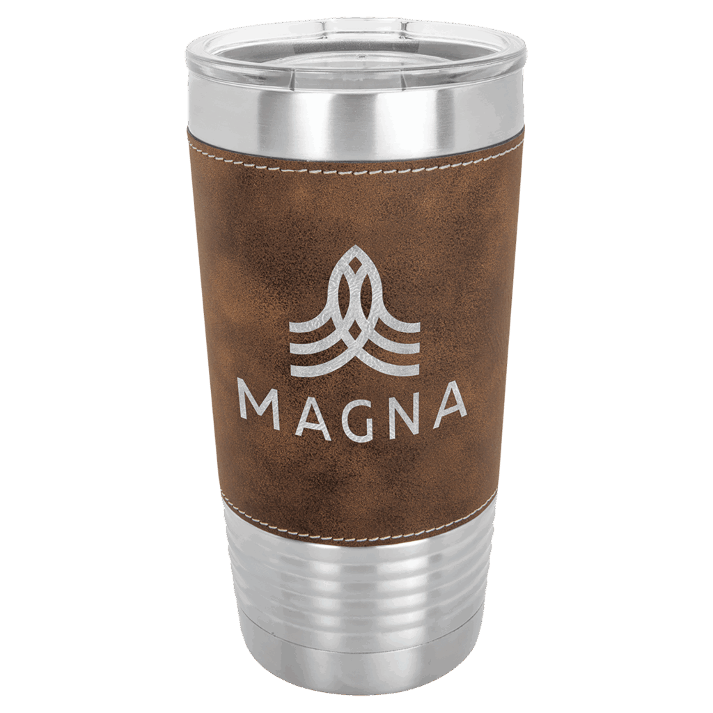 Polar Camel 20 oz. Rustic/Silver Leatherette Grip Tumbler with Standard Lid