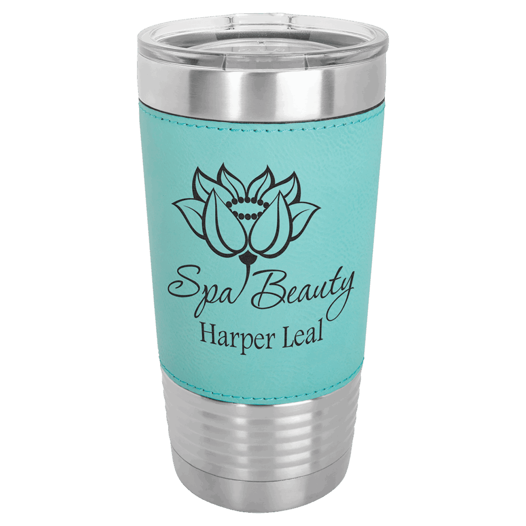 Polar Camel 20 oz. Teal Leatherette Grip Tumbler with Standard Lid