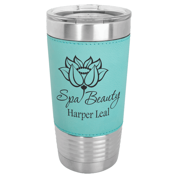 Polar Camel 20 oz. Teal Leatherette Grip Tumbler with Standard Lid