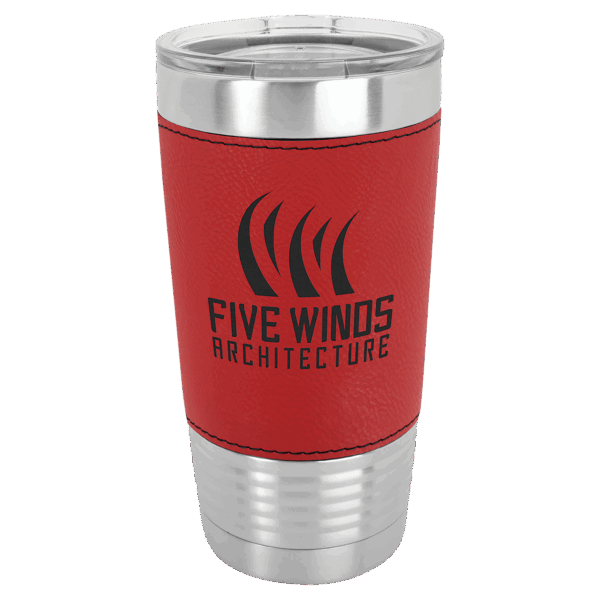 Polar Camel 20 oz. Red Leatherette Grip Tumbler with Standard Lid