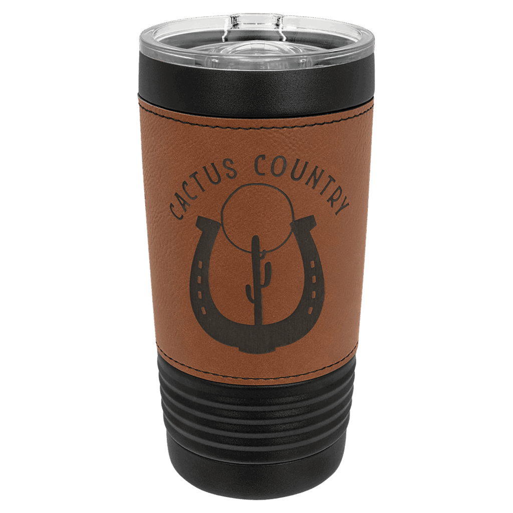 Polar Camel 20 oz. Black with Rawhide Leatherette Tumbler with Slider Lid
