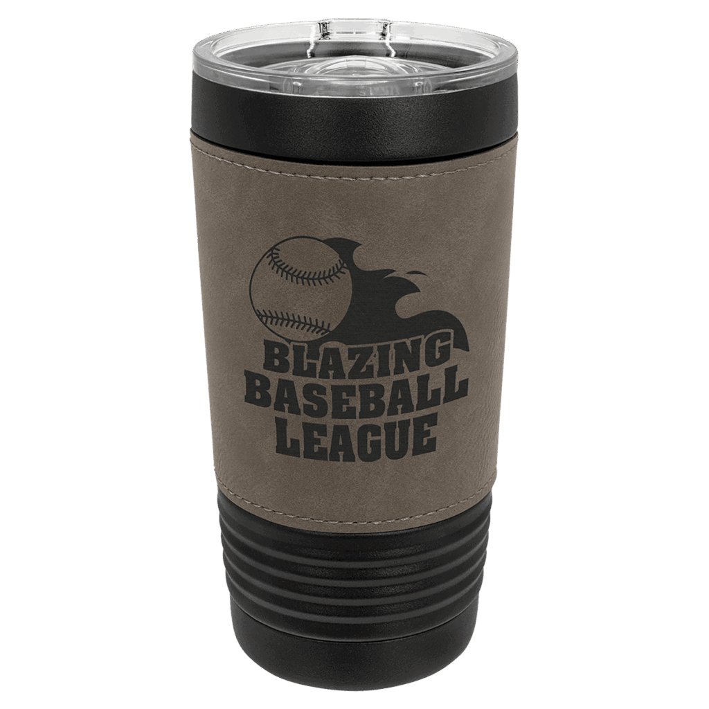 Polar Camel 20 oz. Black with Gray Leatherette Tumbler with Slider Lid