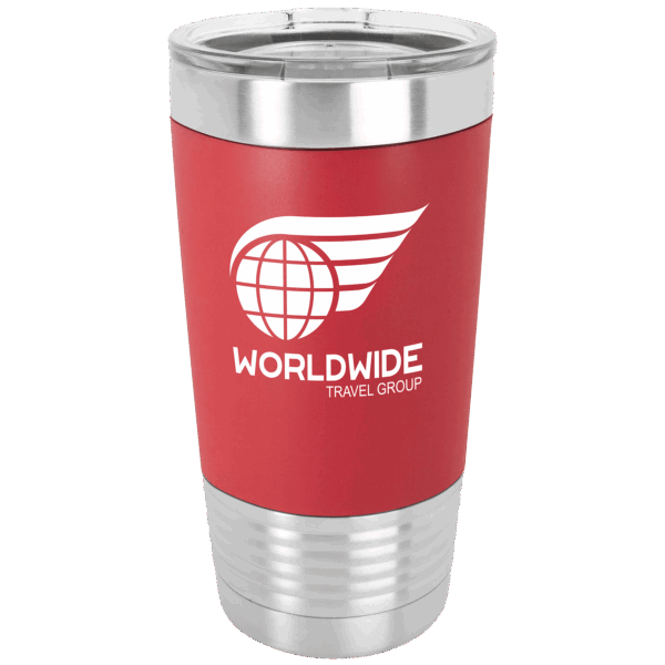 Polar Camel 20 oz. Red/White Silicone Grip Tumbler with Standard Lid