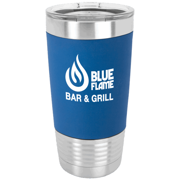 Polar Camel 20 oz. Blue/White Silicone Grip Tumbler with Standard Lid