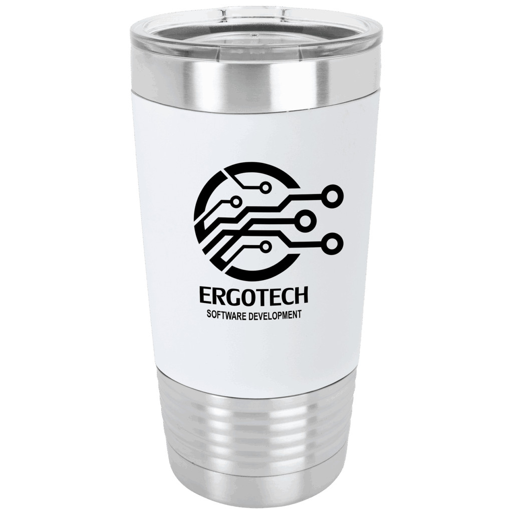 Polar Camel 20 oz. White/Black Silicone Grip Tumbler with Standard Lid