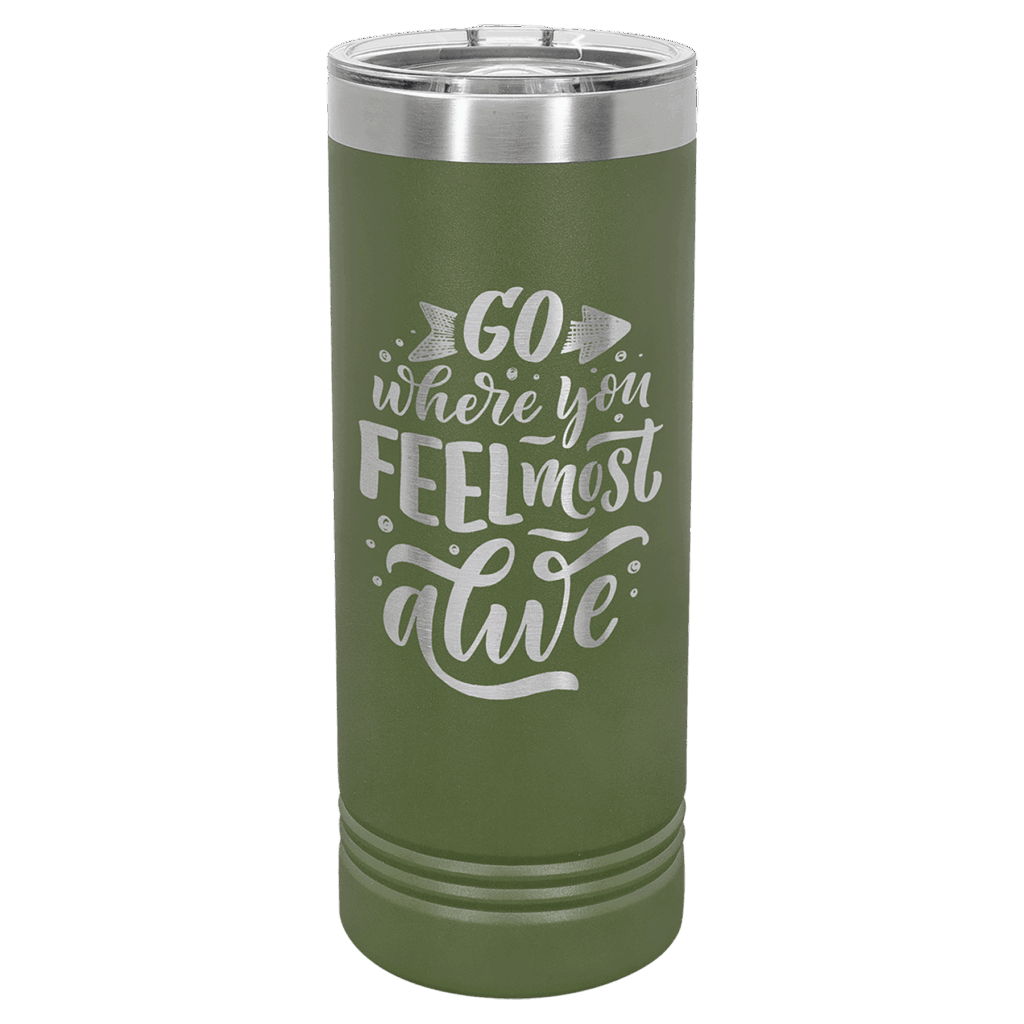Polar Camel 22 oz. Olive Green Skinny Tumbler with Slider Lid