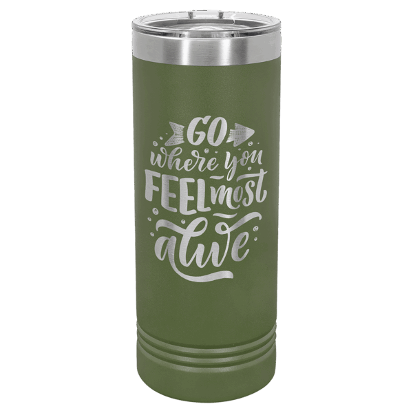 Polar Camel 22 oz. Olive Green Skinny Tumbler with Slider Lid