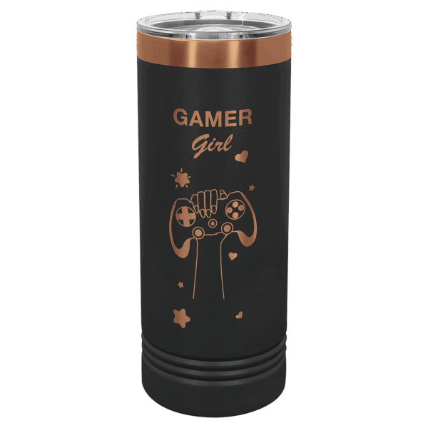 Polar Camel 22 oz. Black/Rose Gold Skinny Tumbler