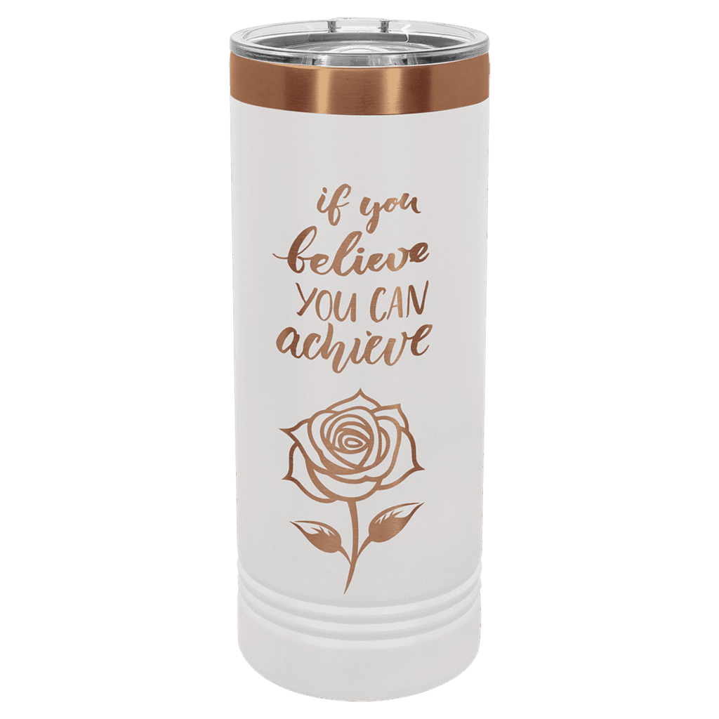 Polar Camel 22 oz. White/Rose Gold Skinny Tumbler